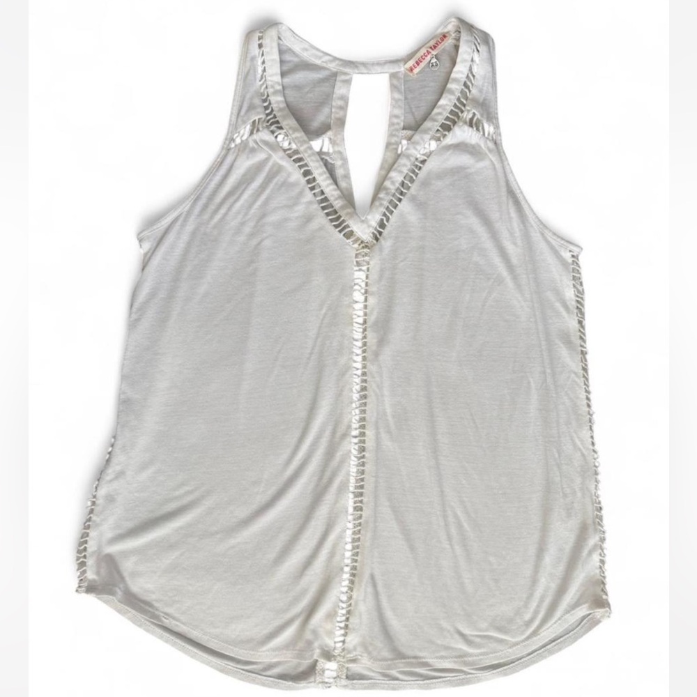 Rebecca Taylor White Crochet Cut-Out Tank
